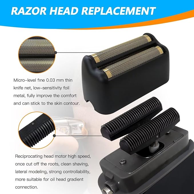 New DEARCOOL Electric Men Shaver Replacement Foil & Cutters Suitable for BaBylis-PRO Metal-FX FXFS2 Foil Shaver
