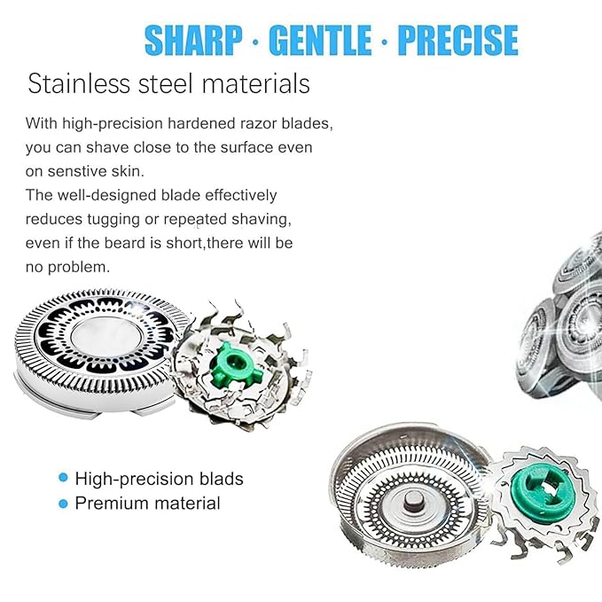 SH60 Replacement Blades Compatible with Philips Norelco Series 6000, SH60 Replacement Shaver Heads Compatible with Philips Razors S6880/81 S6850/85 S6810/82 Etc Modesl (3 pack)