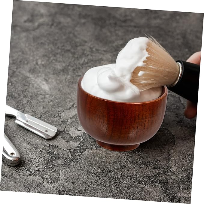 GARVALON Wooden Shaving Soap Bowl Mug for Men Thick Polished Wood Shave Soap Container Easy to Clean Stylish Beard Lather Cup for Smooth Wet Shaving