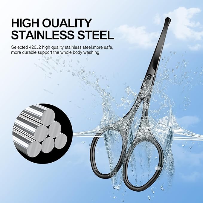 4.1inch round-headed stainless steel small scissors, suitable for trimming facial hair, nose hair, eyebrows, eyelashes, beards, personal care and salon beauty salons (black)
