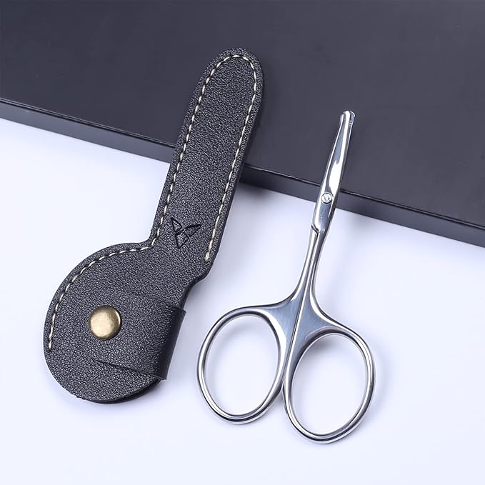 YOUYISI 3.75" Nose Hair Scissors, Round Tip Small Facial Mustache Scissors for Men's Trimming