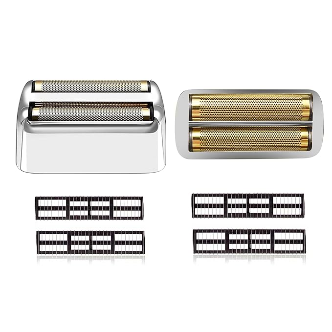 Silver Replacement blades Foil and Cutters Compatible with BaBylissPRO Barberology FXFS2 Shaver foil Replacement Heads(2 pack ）
