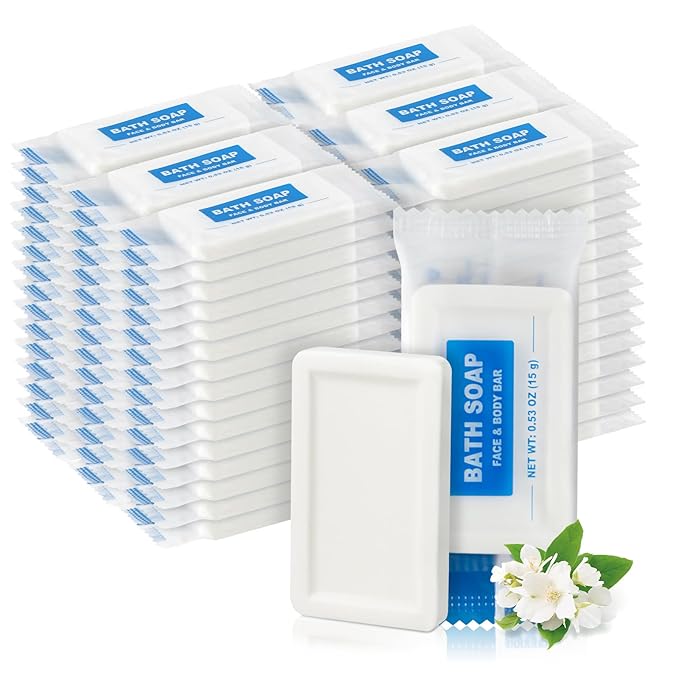 50 Pack Mini Travel Size Bar Soap Bulk,0.53 oz/15 grams Individually Wrapped Small Disposable Hotel Soap Bars Toiletries for Church,Homeless Gifts,Bathroom,Guest