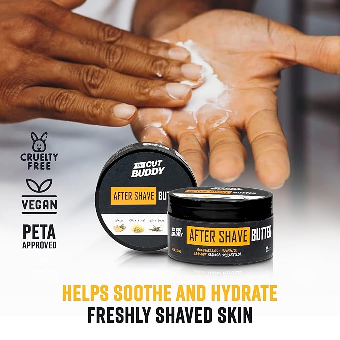 The Cut Buddy After Shave Butter for Men & Women, Moisturizer with Shaving Razor Bump Defense, Witch Hazel, Shea Butter, Ginger & Willow Bark, 8 Fl Oz