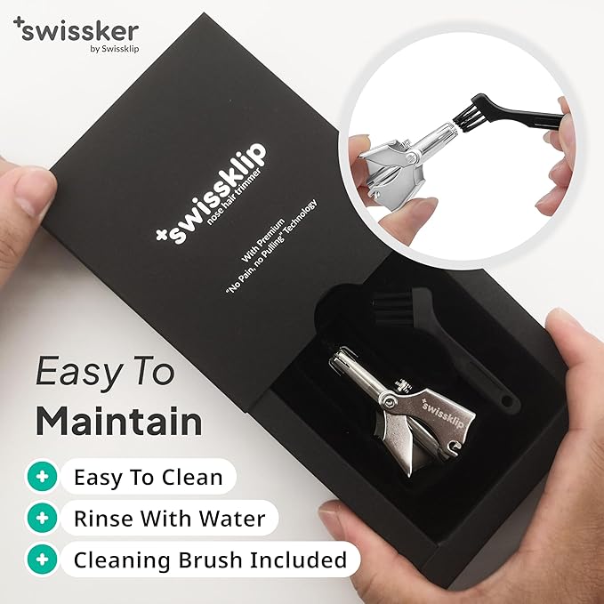 Swissklip Swissker Human Power Nose Hair Trimmer for Men | Manual Nose Hair Trimmer for Women I Stainless Steel Ear Hair Remover for Men & Women I Easy to Use Ear Hair Trimmers