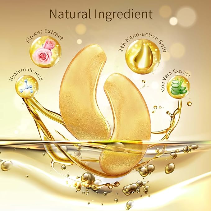 Under Eye Patches, 20 Pairs Eye Mask for Dark Circles,Puffy Eyes,Undereye Bags,Wrinkles,Eye Mask Patches with Hyaluronic Acid, 24K Gold,Rose & Aloe Vera,Eye Treatment Skin Care for Men & Women Gift