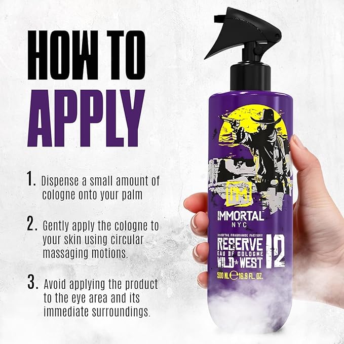 Immortal NYC Reserve 12 Wild West, After Shave Spray Body/Face Men's Cologne,17oz, Exclusive Barbers, Softens Skin, Refreshes, Disinfects and Relieves Face and Skin, Moisturizing Formula After Shaving