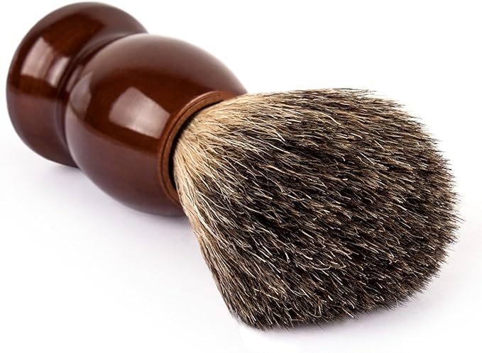 QSHAVE 100% Best Original Pure Badger Hair Shaving Brush Handmade. Real Wood Base. Perfect for Wet Shave, Safety Razor, Double Edge Razor