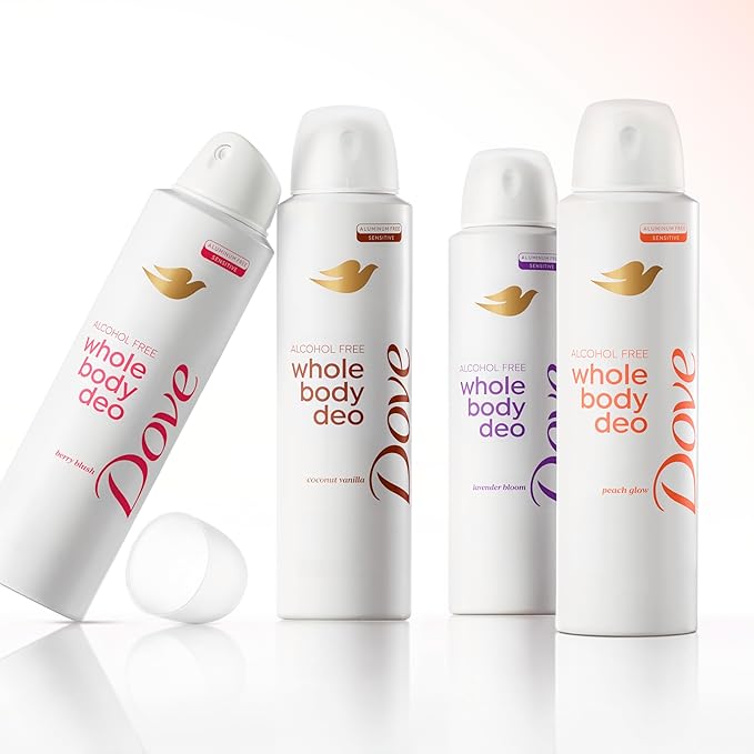 Dove Whole Body Deo Alcohol Free Deodorant Spray for Women Peach Glow 4 oz