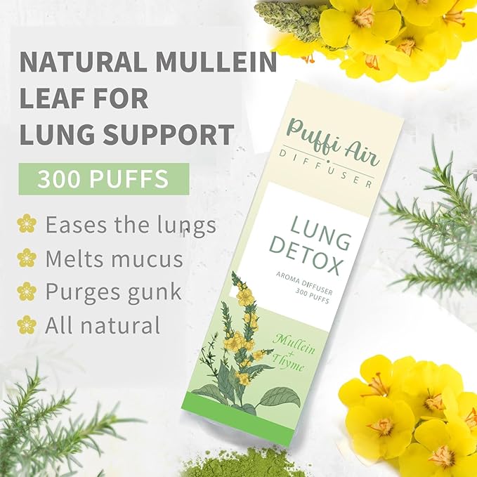 PUFFIAIR Herbal Diffuser Pen with Extracts of Mullein, Thyme and Mint for Lung Cleansing, Breathing Improvement, Oral Air Freshening and Quitting Bad Habit - 300 Uses (Green 2 Packs)