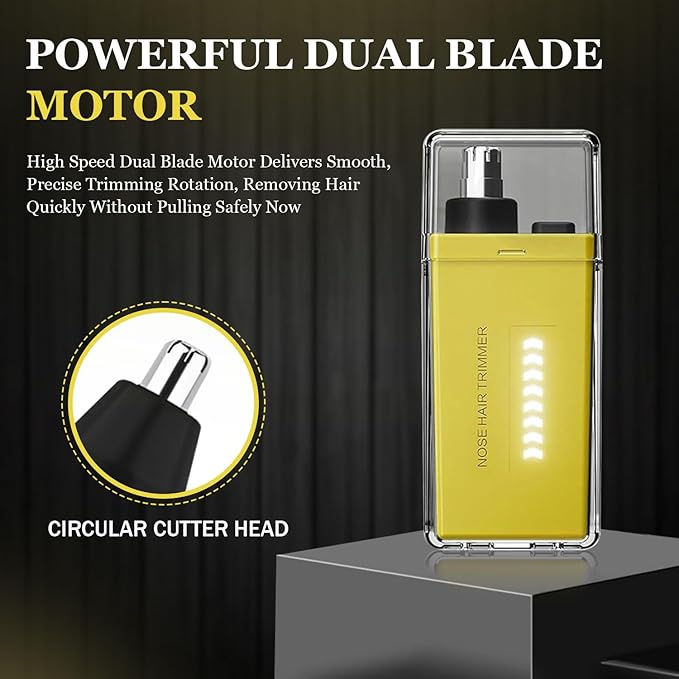 Nose Hair Trimmer for Men Women - Electric Nose Hair Clipper with Replaceable Stainless Steel Blade, Powerful Motor, Wet/Dry Use, Portable USB Rechargeable Design | Yellow