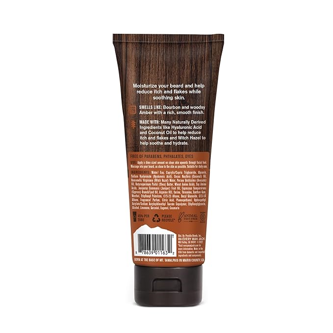 Every Man Jack Beard + Face Recovery Lotion - Moisturizes Relieves Dry Skin and Beard Itch - Light Aged Bourbon Scent - Made w/Naturally Derived Ingredients like Coconut Oil, and Witch Hazel - 3.2 oz (2 Pack)