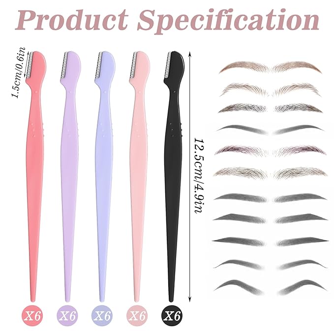 28 Pcs Eyebrow Razors, Multipurpose Face Razors for Women, Dermaplane Razor for Women Face, Exfoliating Facial Razor with Precision Cover, Eyebrow Shaper Trimmer Shaver for Men&Women (Multicolor)