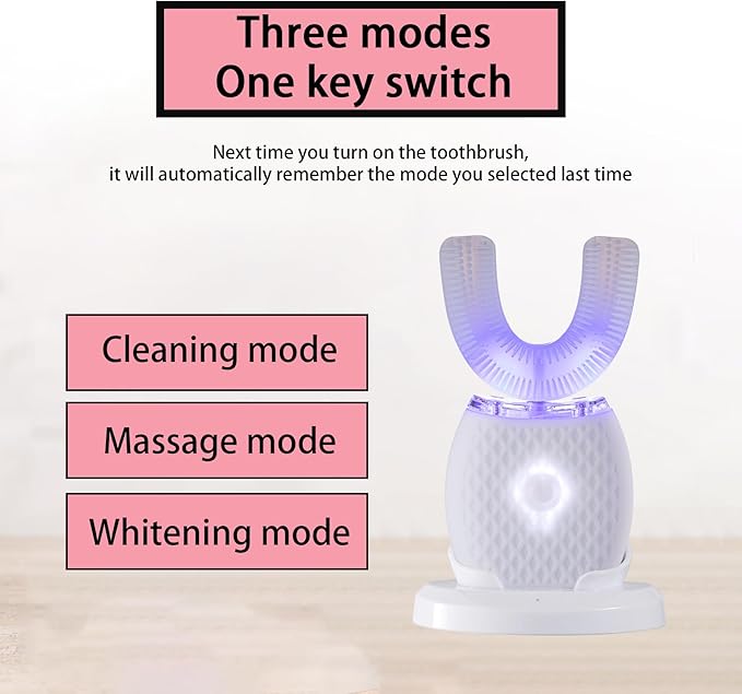 Ultrasonic Toothbrush for Adults - Automatic Electric Toothbrush with Soft Bristles & 30s Timer Rechargeable Portable Design with Wireless Charging Waterproof & Washable for Travel & Home Use (White)