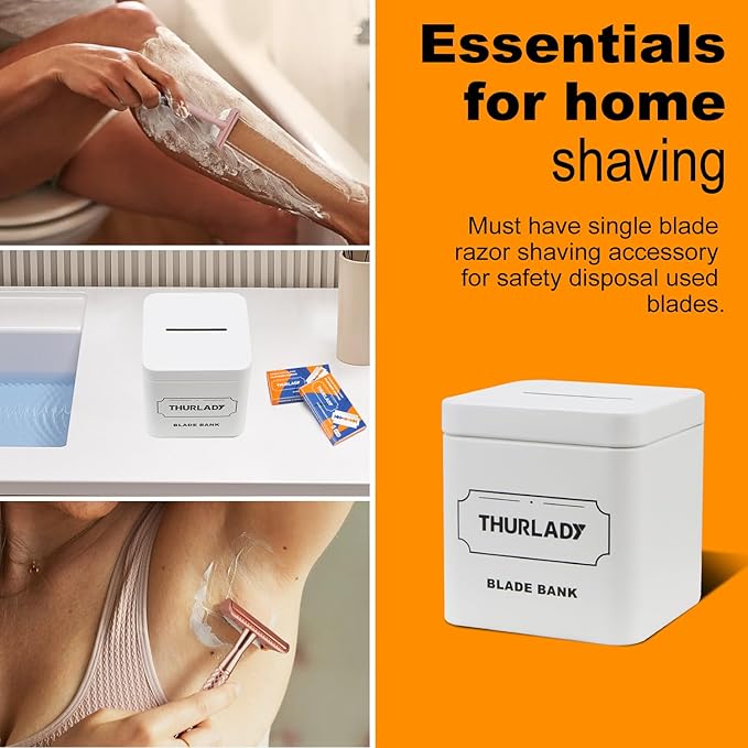 Razor Blade Disposal Container, Matte White, Large Capacity, Holds Over 500 Blades, Safe & Recyclable