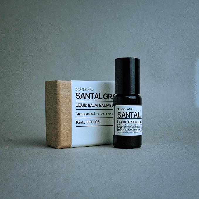 Santal Grass Roll-On, Perfume, Alcohol Free, Olfactive Marker, Niche Scent, Eucalyptus, Papyrus, Cardamom, Sandalwood Essential Oils Blend, Unisex Perfum for Women and Men 10ml/.33 fl Oz