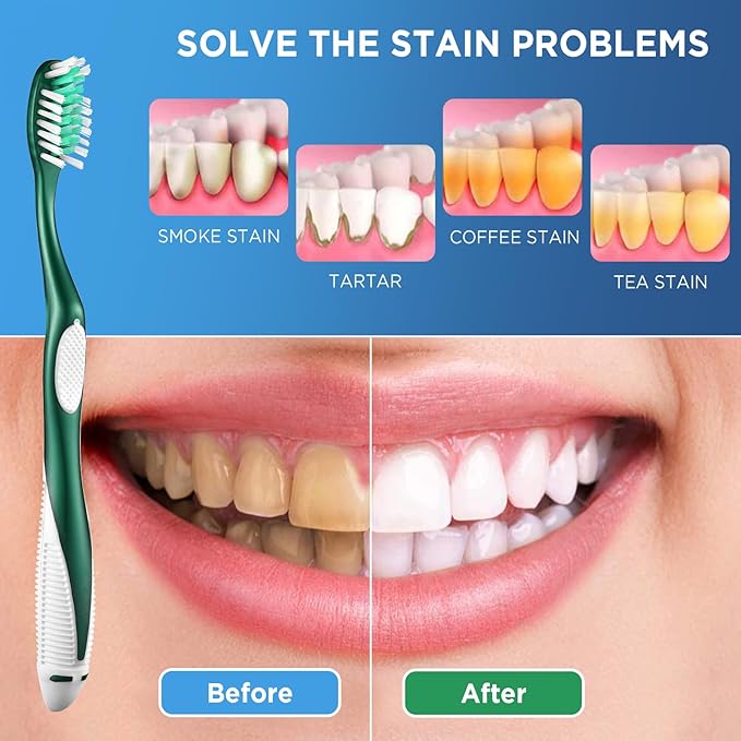 Medium Toothbrushes for Adults, Cross Bristles, 6 Count