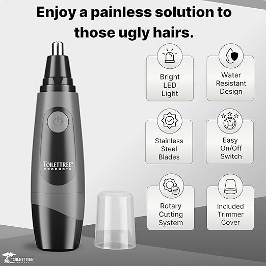 ToiletTree Products Water Resistant Nose and Ear Hair Trimmer with LED Light