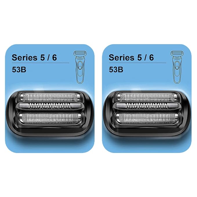 Series 5/6 53B Replacement Head for Braun Electric Foil Shaver, Compatible with New Generation Braun Razors 5020cs 5018s 5035s 5049cs 5050cs 6020s 6040cs 6075cc 6072cc 6090cc (2 Count)