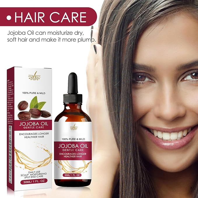 30ml Jojoba Oil Hair Growth Serum for Thinning Hair – Organic Hair Oil for Hair Loss, Dry Scalp & Damaged Hair – Nourishing Scalp Treatment for Men and Women