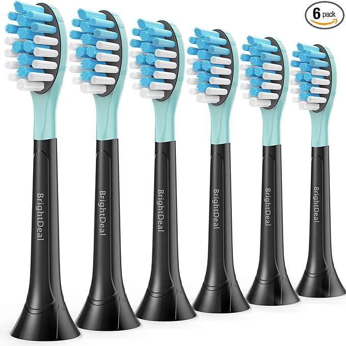 Replacement Heads for Philips Sonicare ProtectiveClean 4100 5100 6100 DiamondClean 9500 ExpertClean 7500 FlexCare HealthyWhite Electric Sonic Toothbrush C3 G3 W3 C2 G2 Brush, Black, 6 Pack