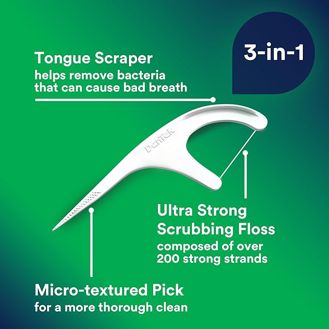 DenTek Advanced Clean Floss Picks with No Break & No Shred Dental Floss,Plaque Remover,90 Count (Pack of 2)