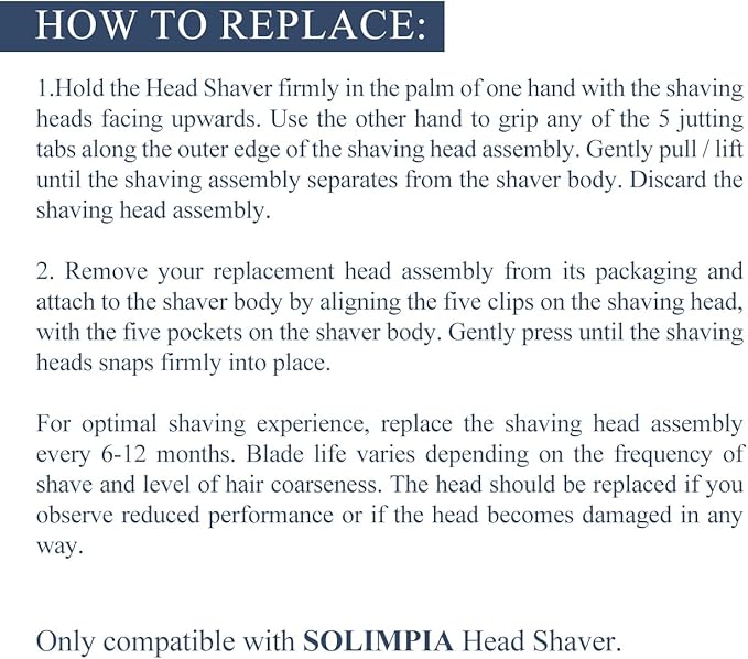 SOLIMPIA Magnetic Shaving Head, Replacement Head Only