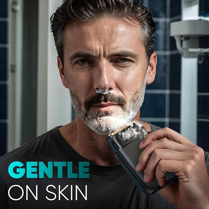 Electric Razor for Men Face, Electric Shavers for Men, Cordless Portable Rechargeable Waterproof Foil Shavers with LED Display, Three Speeds, Travel Lock for Face and Beard Trimmer (Black)
