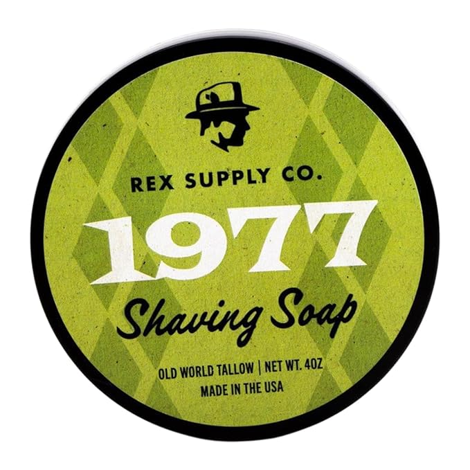 Rex Supply Co. 1977 Old World Tallow Shaving Soap – Vetiver, Patchouli, Rose &, Tobacco - Premium Traditional Shaving Soap for a Rich Lather, Superior Glide & Skin Hydration