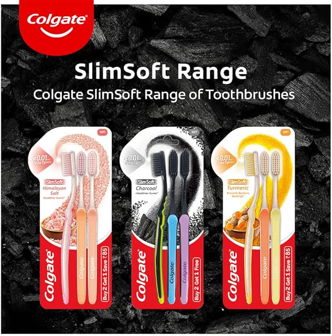Colgate Slim Soft Charcoal Toothbrush (Buy 2 Get 2 Free) - 4 Pcs
