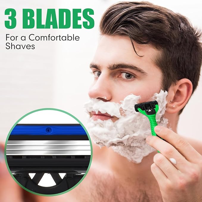 36 Pcs Mens Disposable Razors Bulk 3 Blade Sensitive Head Shaving Razors for Men Travel Hotel Spa Christmas Party Gift