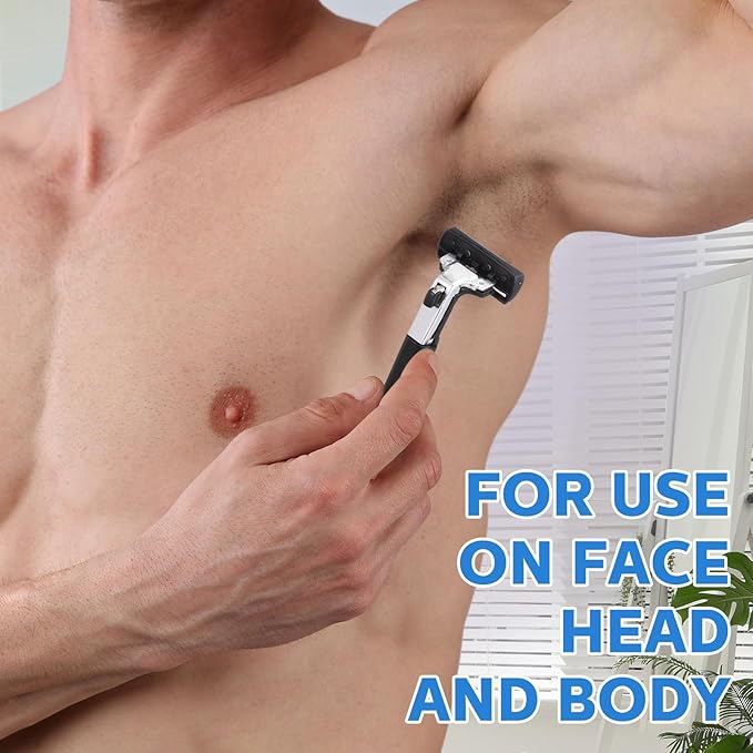 34 Pcs Refillable 6-blade Disposable Razors for Men Set Sensitive Skin Razors Shaving Kit for a Smooth and Comfortable Shave, 2 Handle and 32 Cartridges