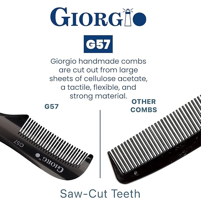 Giorgio G57 Extra Small 2.75 Inch Men's Fine Toothed Beard and Mustache Comb for Facial Hair Grooming and Styling. Wallet Pocket Comb Handmade of Quality Durable Cellulose, Saw-Cut and Hand Polished