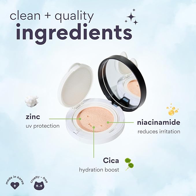 Miffy Dear Sun Tone Perfecting SPF Cushion Refill Set SPF 50+ – Color Adapting Sunscreen, Korean Sunscreen SPF 50 (.53 oz)