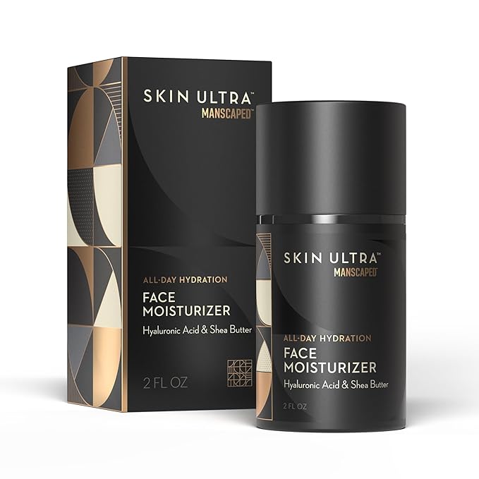 MANSCAPED® Skin Ultra™ Face Moisturizer - Men's Daily Hydrating Skincare Lotion Infused with Hyaluronic Acid, Vitamin E & Shea Butter, Non-Greasy, Fast Absorbing, 2 fl oz