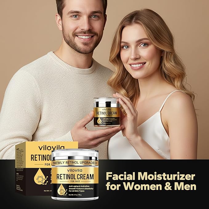 Retinol Cream For Face (1.7 Oz), Retinoids For Facial, Anti Aging Face Cream with Retinol & Hyaluronic Acid, Day & Night Facial Moisturizer for Women & Men, Hydrating Creams for Fine Lines