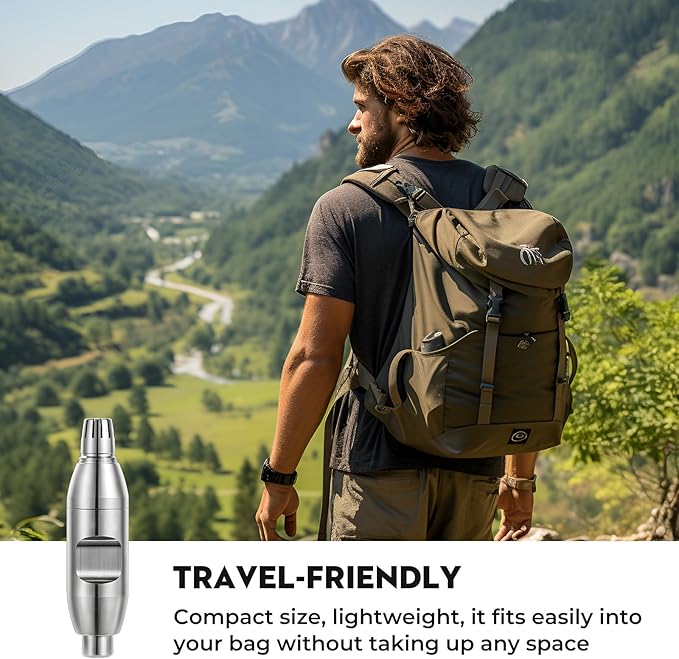 SUERBEATY Manual Nose Hair Trimmer for Men, Battery-Free, 304 Stainless Steel with R-Type Blades, Silent, Waterproof & Travel-Friendly, Painless Grooming for Daily/Office/Travel