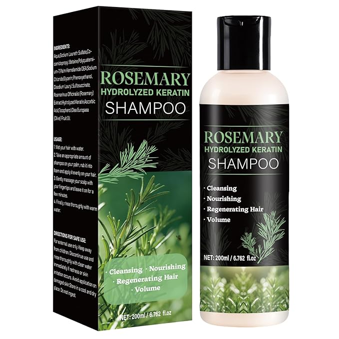 Rosemary Shampoo for Hair Growth, Natural Thickening & Strengthening Shampoo with Hydrolyzed Keratin, for Thinning Hair & Hair Loss for Women and Men 6.76 Fl Oz (Pack of 1))