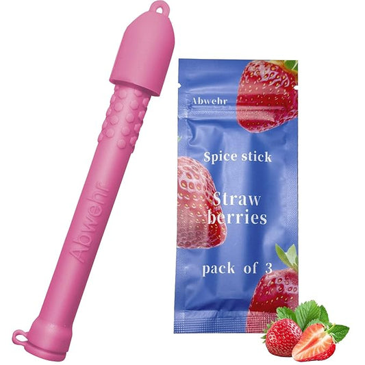 Essentials Oil Aromatherapy Sticks, Fresh Breath Oral Fixation Aid, Calming Chewable Alternative for Smoke & Pen Biting Habits（Strawberry）