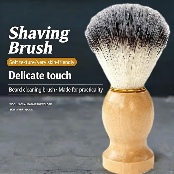 Synthetic Shaving Brush, Synthetic Bristles, Classic Cream Handle, Wet Shave Grooming Tool