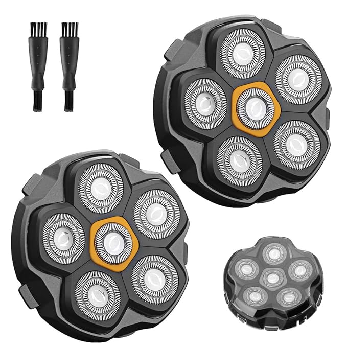 2 pcs Half of the 6 Blade Magnetic Replacement Shaving Head， Head shaver replacement heads