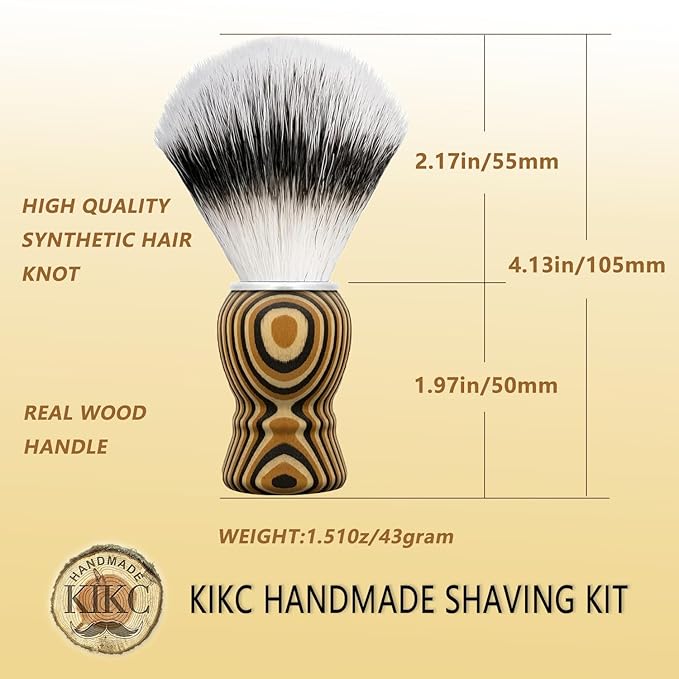 Hand Crafted Shaving Brush for Vegans, Synthetic Hair Bristle for Wet Shave, Comfortable Handle, Suitable for Leg Shaving