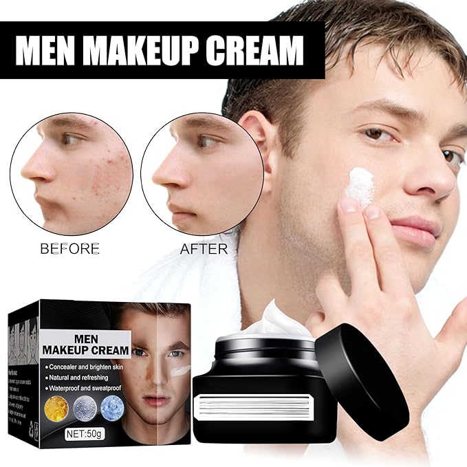 Men's Bare Face Cream, Light Makeup Concealer for Skin Imperfections, Hydrating and Moisturizing Lazy Beauty Face Cream