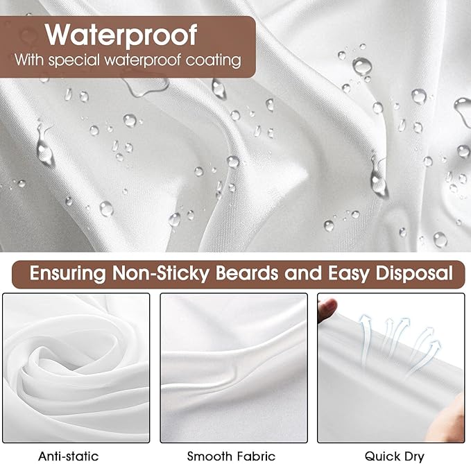 Father's Day Gifts from Daughter Son Wife, Beard Bib Hair Catcher for Sink, Beard Cape Trimming Catcher, Gifts for Men Dad Husband, Waterproof Non-Stick Beard Trimmer with 4 Suction Cups(White)