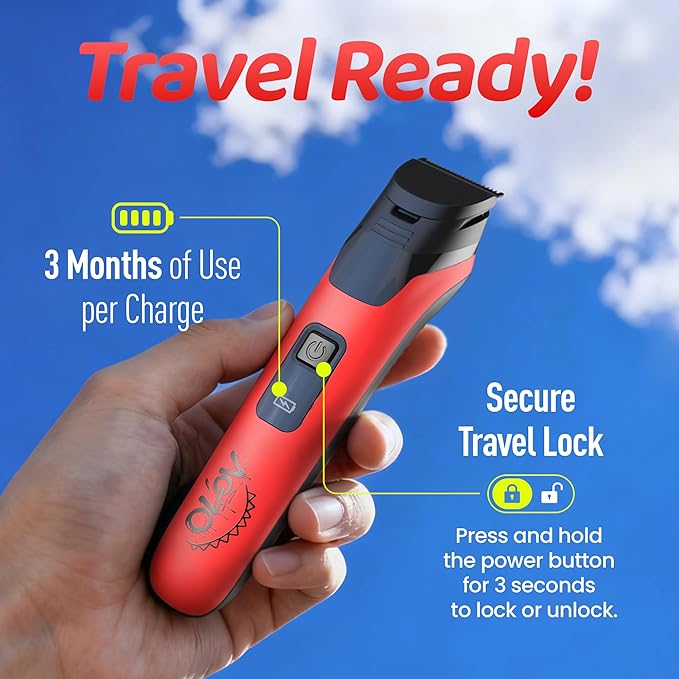 Electric Beard Trimmer for Men,Nose Hair Trimmer & Electric Razor 10-in-1 Grooming Kit Cordless Shaver Gift-Ready for Men(Red)