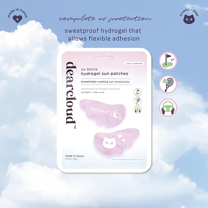 dearcloud UV Block Hydrogel Sun Patches – Korean Skincare Sunscreen for Face & Under Eyes (4 Pairs / 8 Patches)
