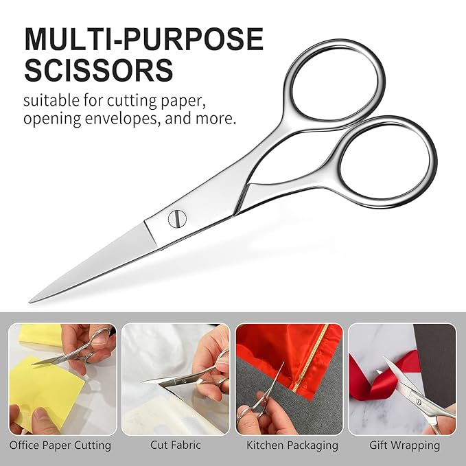 Small Scissors, Eyebrow Scissors, Nose Hair Scissors, Professional Grooming Scissors for Hair, Eyelashes, Nose, Eyebrow Trimming, Mustache. -AsonTao (Small scissors -Tip design)