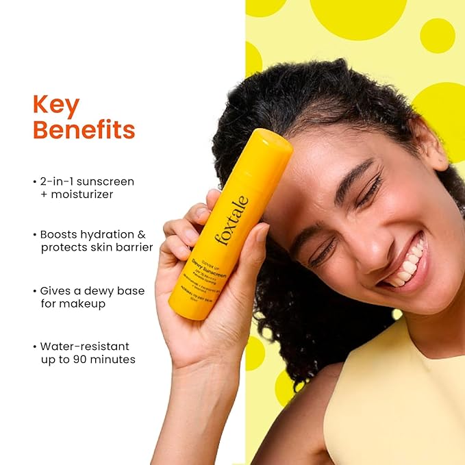 Fox.tale SPF 70 PA++++ Dewy Finish Sunscreen with Niacinamide | Lightweight, Non-Greasy, No White Cast | Broad Spectrum Sun Protection | For All Skin Types | 50 mL