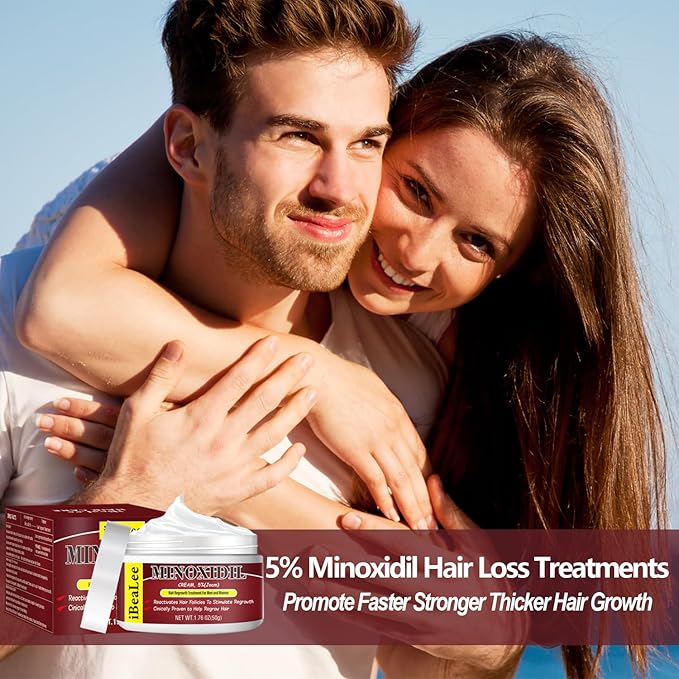 5% Minoxidil for Men and Women Hair Growth Cream, Topical Minoxidil Hair Growth Products, Extra Strength Hair Regrowth Treatments for Stronger Thicker Fuller Hair, 2 Bottles