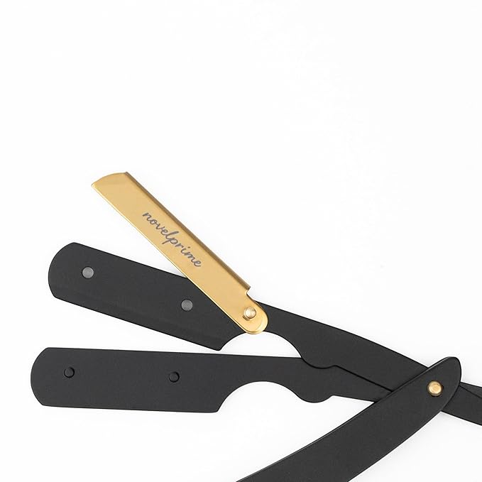 Novel Prime| Professional Straight Razor for Men| Premium Quality Stainless Steel Straight Edge Barber Razor for Shaving and Beard Styling| Sharp and Sleek Design with Premium Leather Pouch (1 Count)